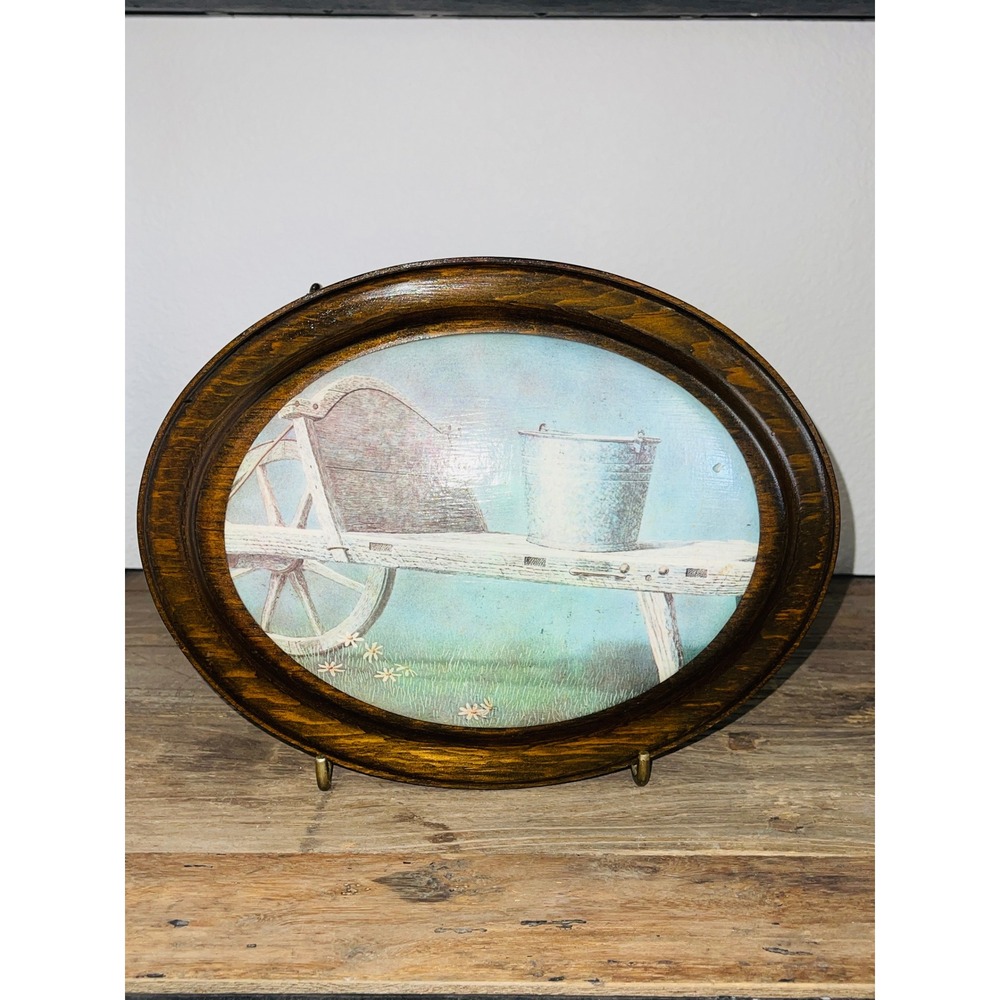Vintage Oval Wooden Painted Farm Style Wall Haning‎